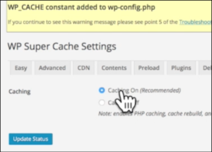 caching on supercache wordpress