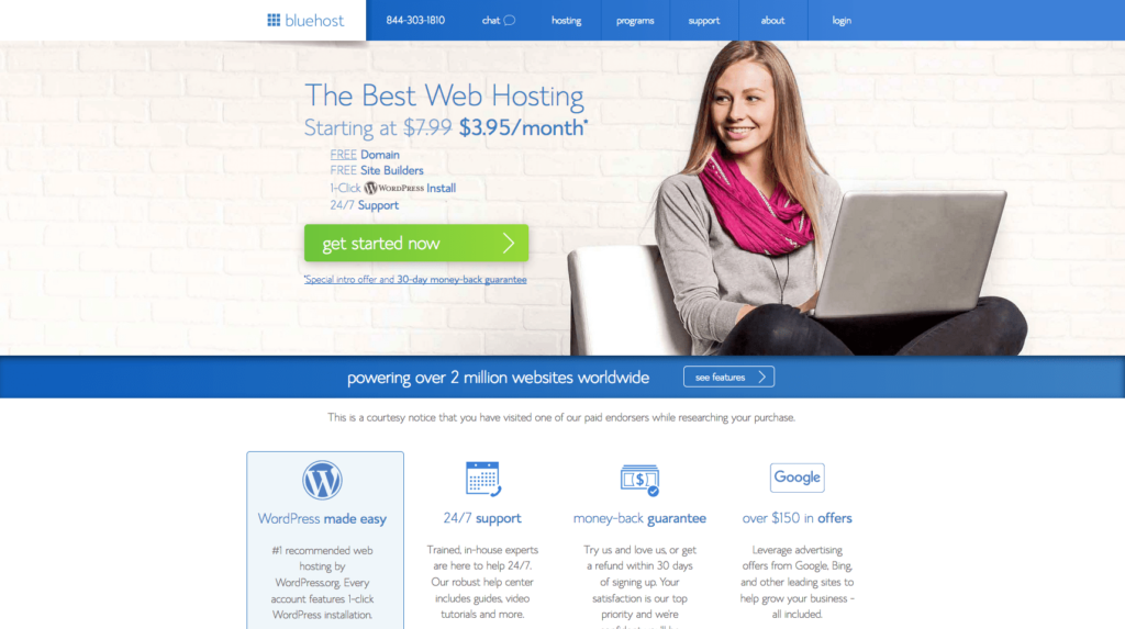 Start a blog Bluehost Home