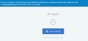 Start a blog Bluehost all done
