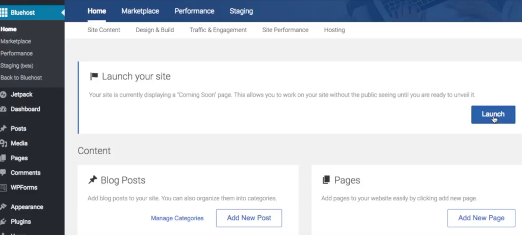 Start a blog Bluehost launch your site