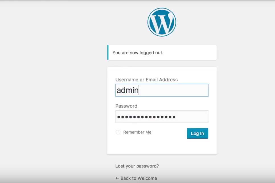 Start a blog Bluehost wordpress login screen