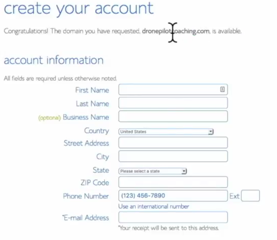 Start a blog Bluehost account info